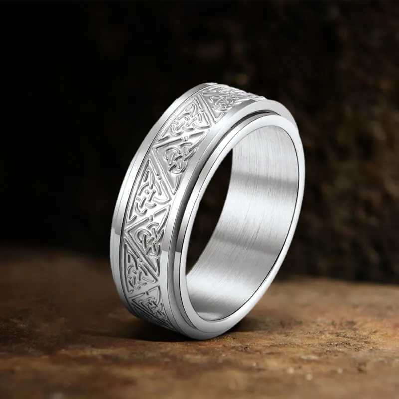 Nordic Celtic Triangle Knot Stainless Steel Spinner Ring sold by GTHIC