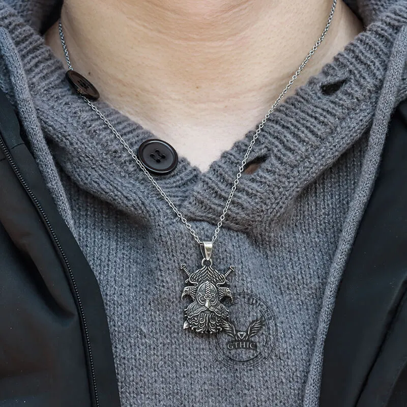 Odin And Raven Stainless Steel Viking Pendant sold by GTHIC product image thumbnail 2