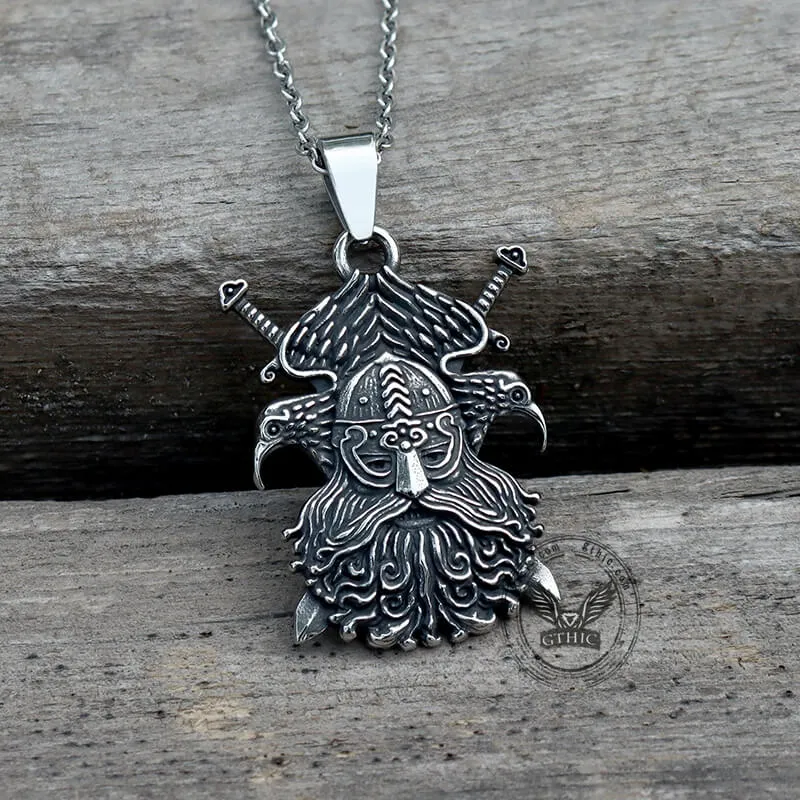 Odin And Raven Stainless Steel Viking Pendant sold by GTHIC product image thumbnail 3