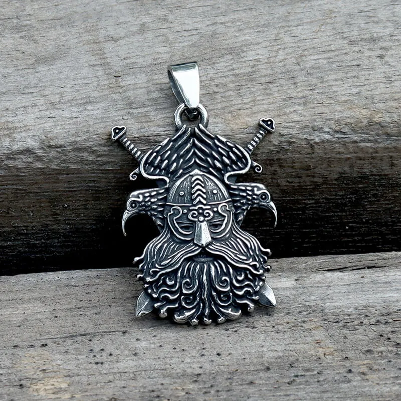 Odin And Raven Stainless Steel Viking Pendant sold by GTHIC