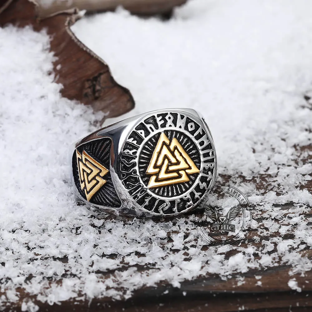Runes Valknut Triangle Stainless Steel Viking Ring sold by GTHIC product image thumbnail 3