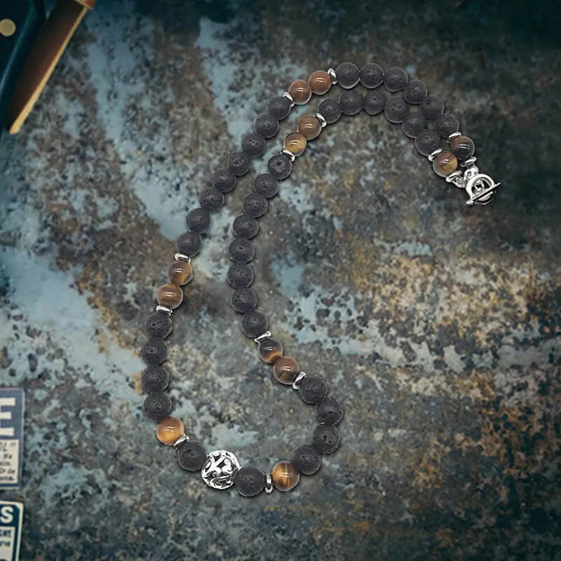 Tiger Eye Stone Stainless Steel Bead Necklace sold by GTHIC