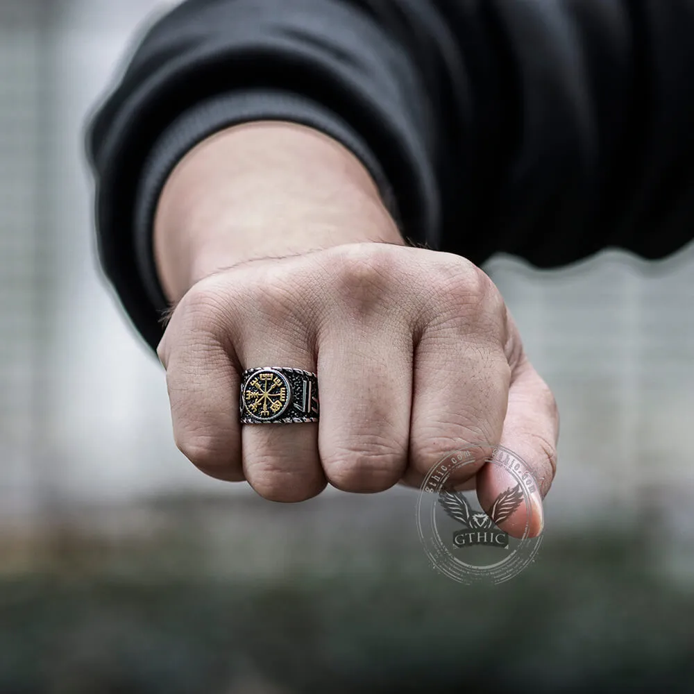 Vegvisir and Runes Stainless Steel Viking Ring sold by GTHIC product image thumbnail 2