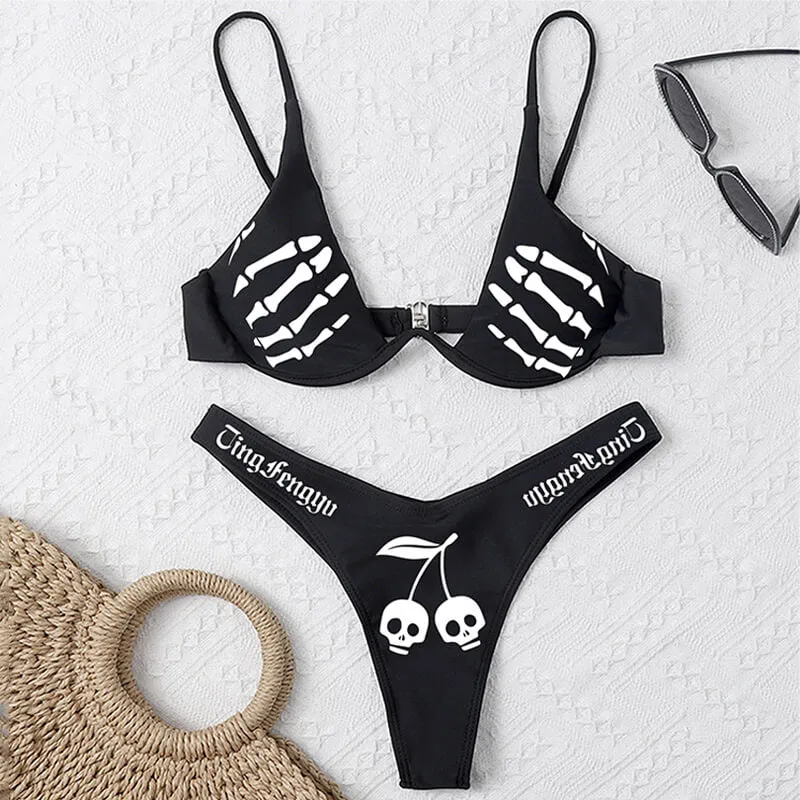 Cherry Skull Gothic Women Bikini Set sold by GTHIC product image thumbnail 3