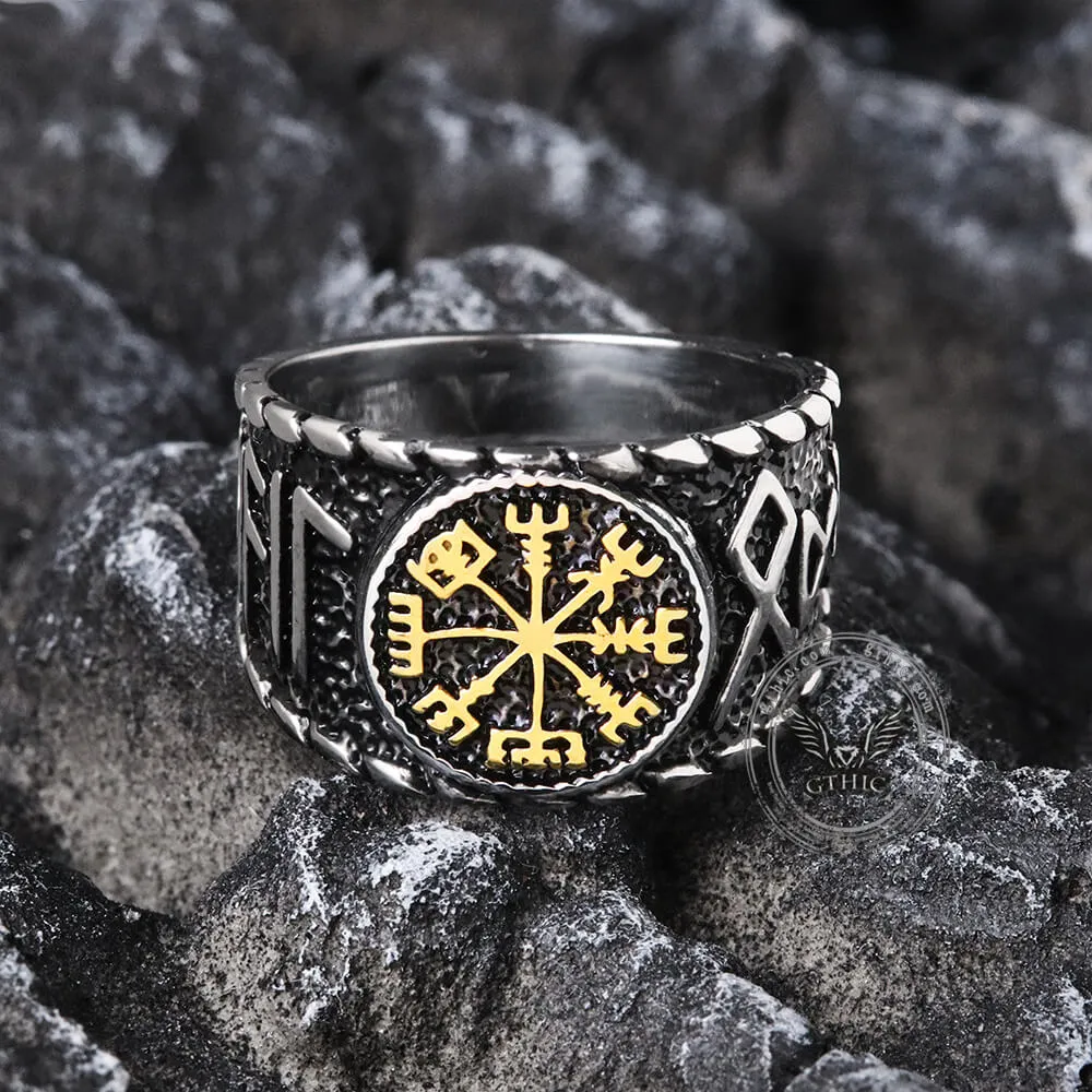 Vegvisir and Runes Stainless Steel Viking Ring sold by GTHIC product image thumbnail 5