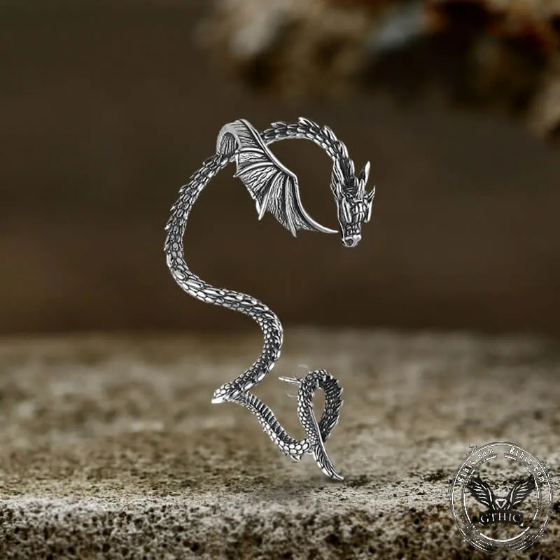 Flying Dragon Stainless Steel Stud Earrings sold by GTHIC product image thumbnail 3