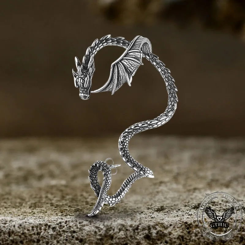 Flying Dragon Stainless Steel Stud Earrings sold by GTHIC
