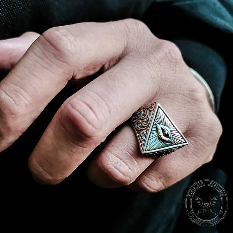 Eye of Providence Sterling Silver Masonic Adjustable Ring sold by GTHIC product image thumbnail 2