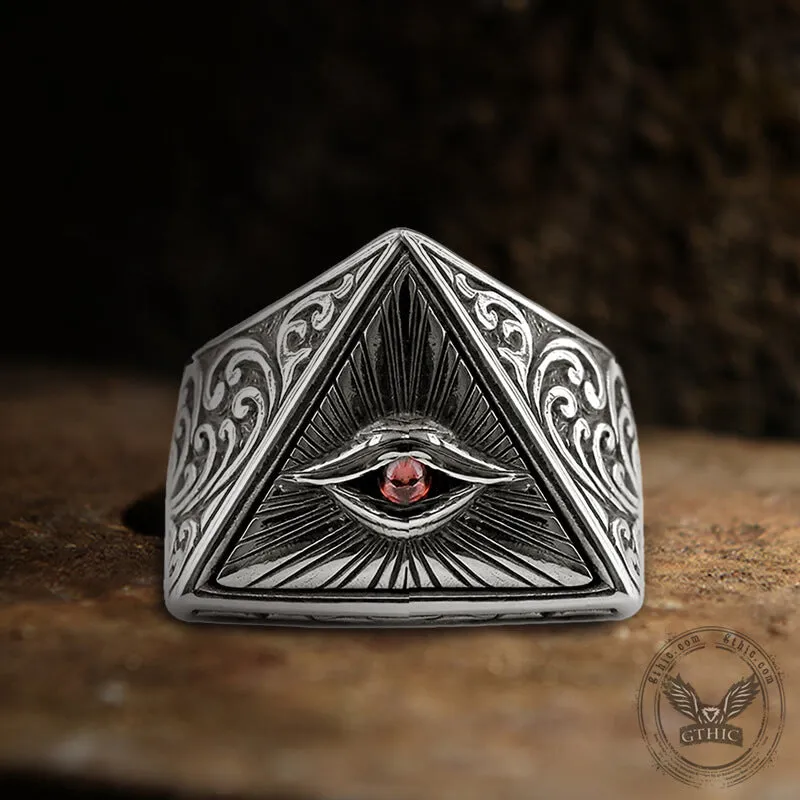 Eye of Providence Sterling Silver Masonic Adjustable Ring sold by GTHIC product image thumbnail 3