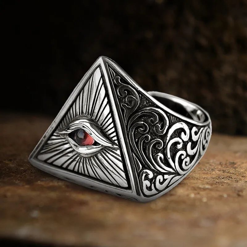 Eye of Providence Sterling Silver Masonic Adjustable Ring sold by GTHIC