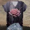 Gothic Dripping Rose V-Neck Short Sleeve T-Shirt sold by GTHIC