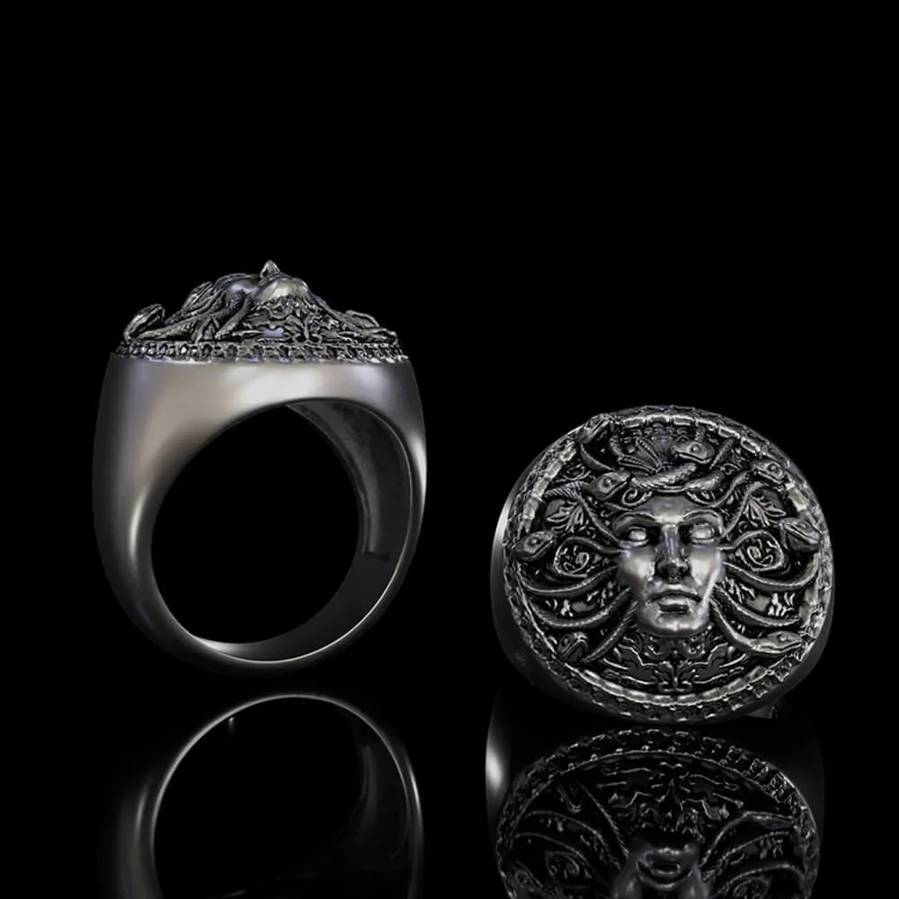 Greek Gorgon Medusa Sterling Silver Ring sold by GTHIC