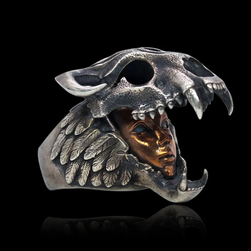 Aztec Jaguar warrior Sterling Silver Ring sold by GTHIC product image thumbnail 2