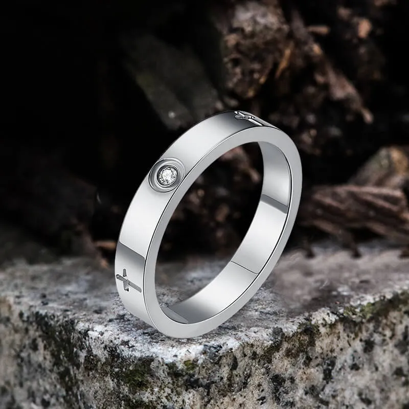 Minimalist Cross Inlaid Zircon Stainless Steel Band Ring sold by GTHIC product image thumbnail 3