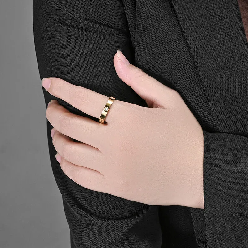 Minimalist Cross Inlaid Zircon Stainless Steel Band Ring sold by GTHIC product image thumbnail 2