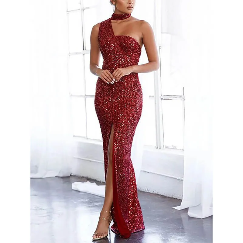 One Shoulder High Slit Sequin Formal Dress sold by GTHIC product image thumbnail 3