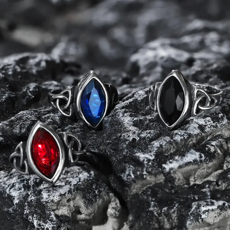 Celtic Knot Gemstone Stainless Steel Viking Ring sold by GTHIC