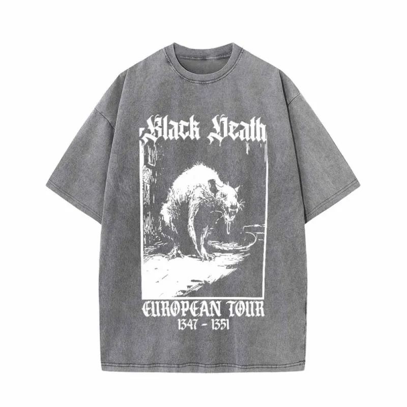 Multicolor Black Death Rat Vintage Washed T-shirt sold by GTHIC