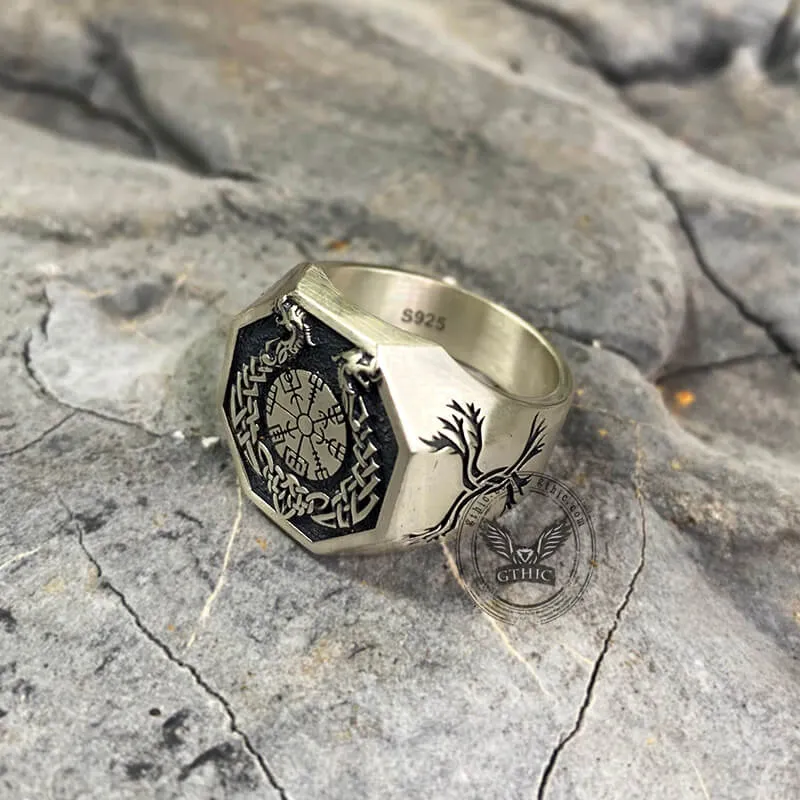 Vegvisir Celtic Knot Dragon Sterling Silver Viking Ring sold by GTHIC product image thumbnail 4