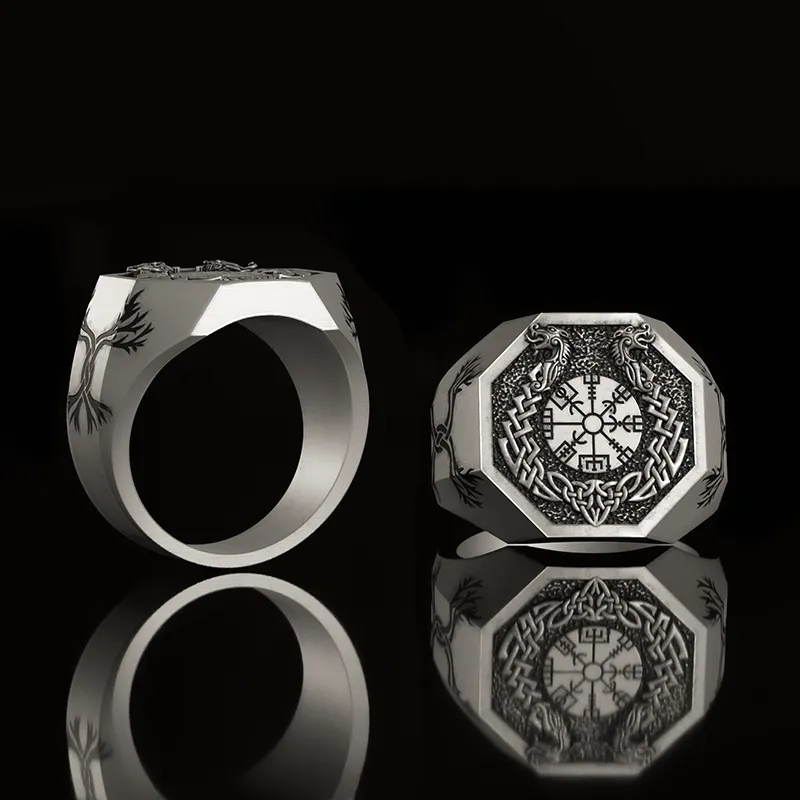 Vegvisir Celtic Knot Dragon Sterling Silver Viking Ring sold by GTHIC product image thumbnail 5