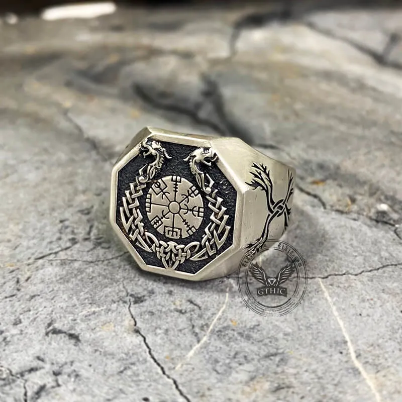 Vegvisir Celtic Knot Dragon Sterling Silver Viking Ring sold by GTHIC product image thumbnail 2