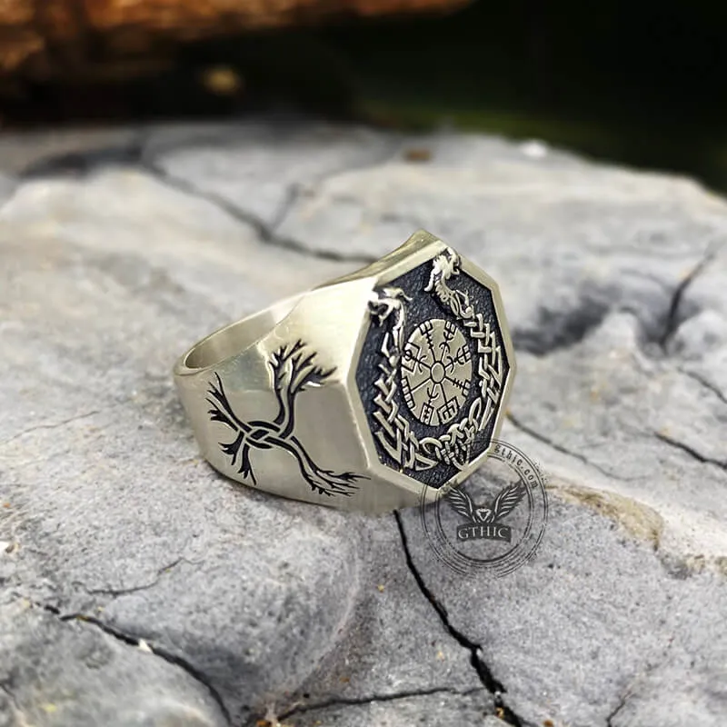 Vegvisir Celtic Knot Dragon Sterling Silver Viking Ring sold by GTHIC product image thumbnail 3