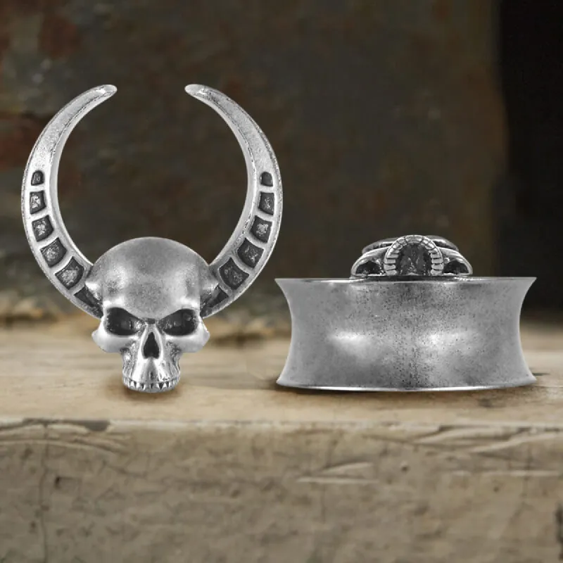 Horned Skull Brass Tunnel Ear Gauges sold by GTHIC