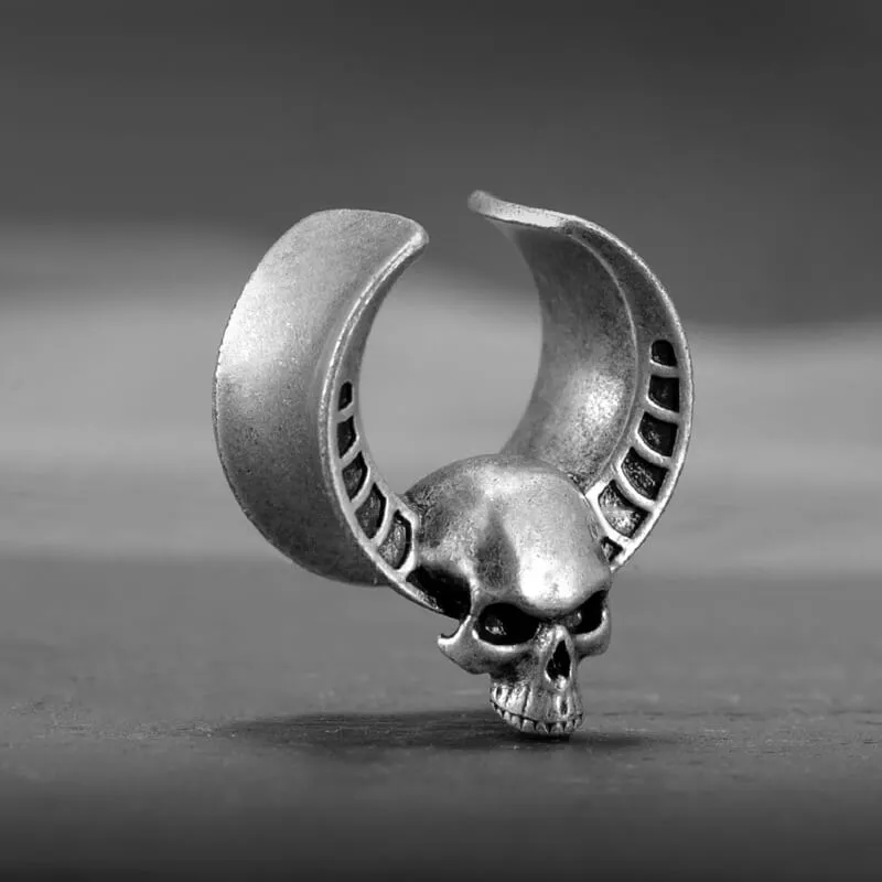 Horned Skull Brass Tunnel Ear Gauges sold by GTHIC product image thumbnail 3