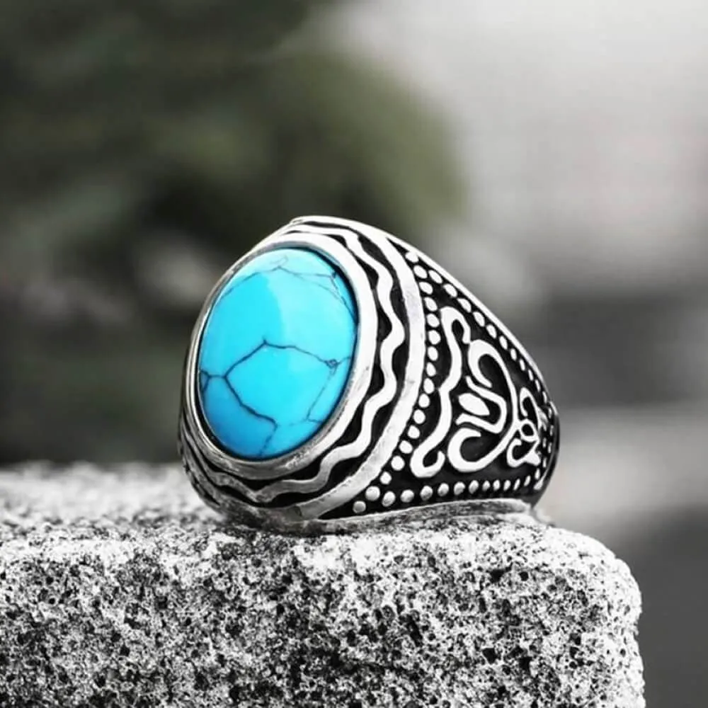 Vintage Pattern Gemstone Stainless Steel Ring sold by GTHIC
