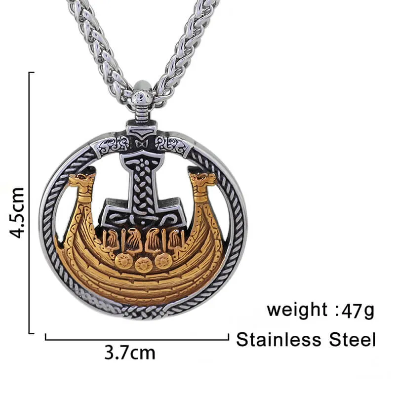 Viking Ships Thor’s Hammer Stainless Steel Pendant sold by GTHIC product image thumbnail 5