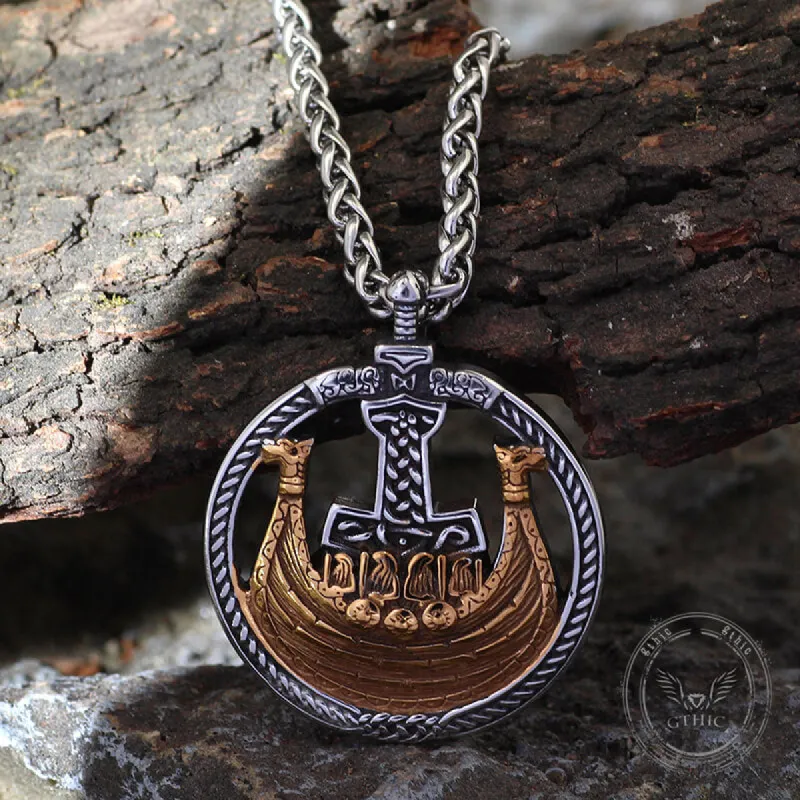 Viking Ships Thor’s Hammer Stainless Steel Pendant sold by GTHIC