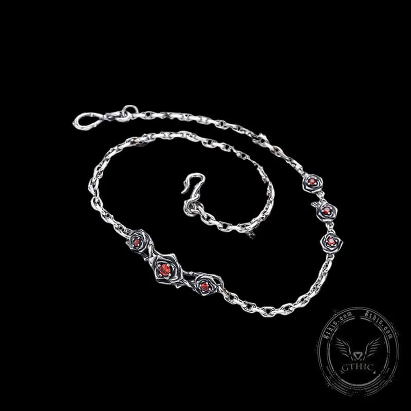 Red Gem-Set Roses Sterling Silver Necklace sold by GTHIC product image thumbnail 2