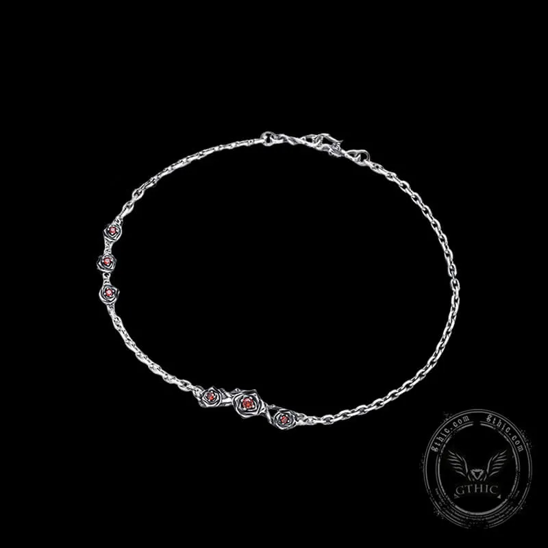 Red Gem-Set Roses Sterling Silver Necklace sold by GTHIC product image thumbnail 3