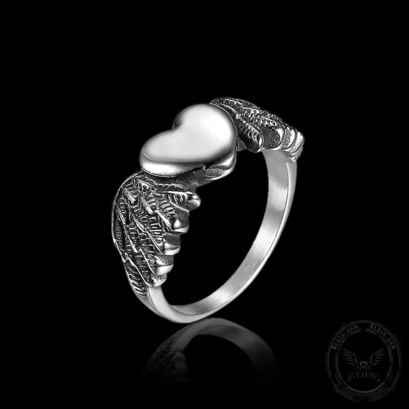 Retro Flying Love Stainless Steel Punk Ring sold by GTHIC