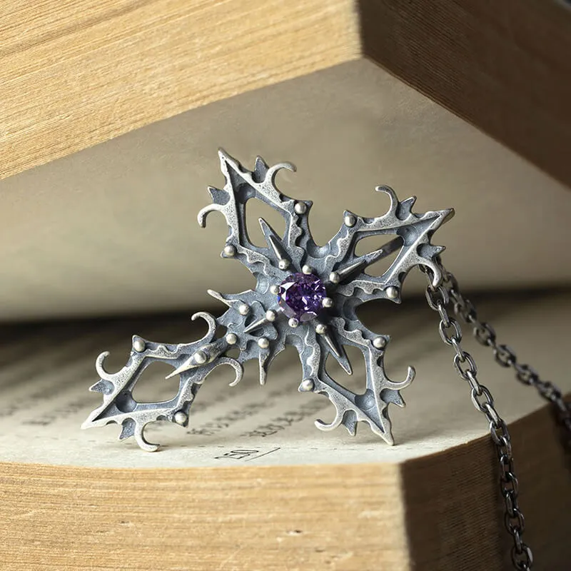 Cross Purple Zircon Sterling Silver Gothic Pendant sold by GTHIC