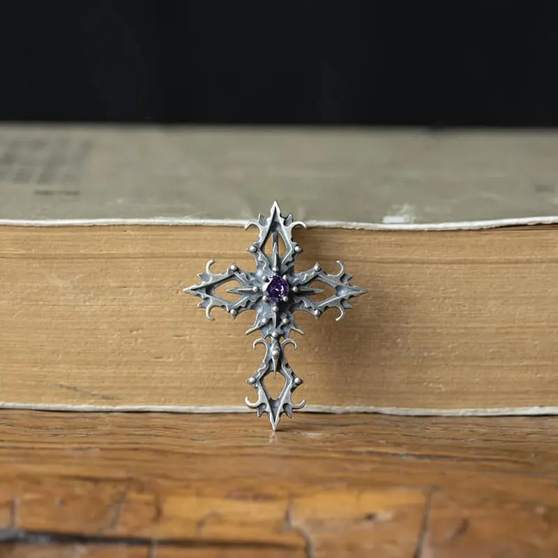 Cross Purple Zircon Sterling Silver Gothic Pendant sold by GTHIC product image thumbnail 2