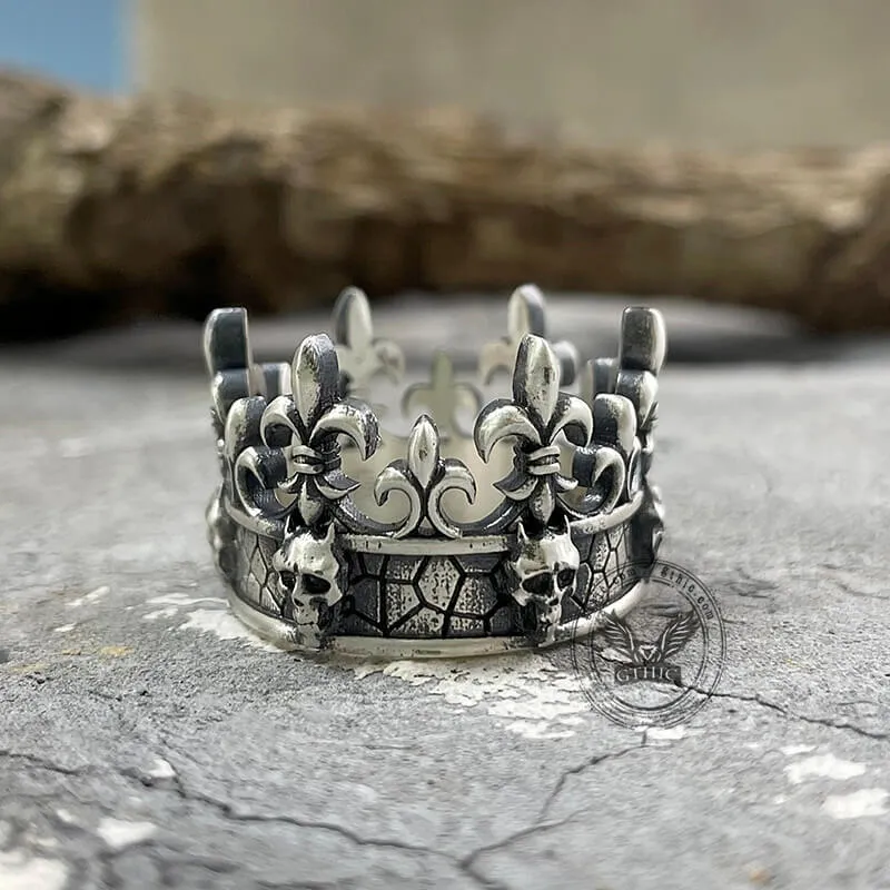 Ornate Crown Sterling Silver Skull Ring sold by GTHIC product image thumbnail 3