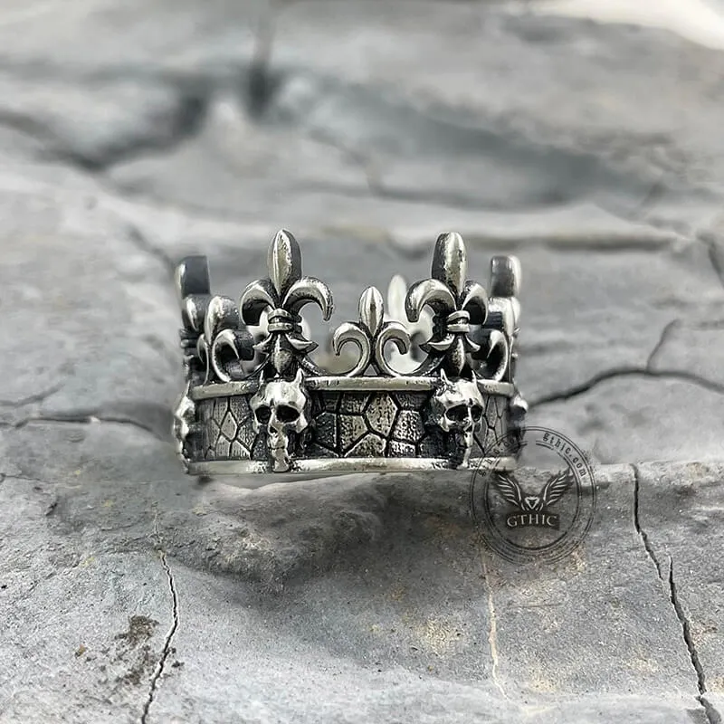 Ornate Crown Sterling Silver Skull Ring sold by GTHIC product image thumbnail 4