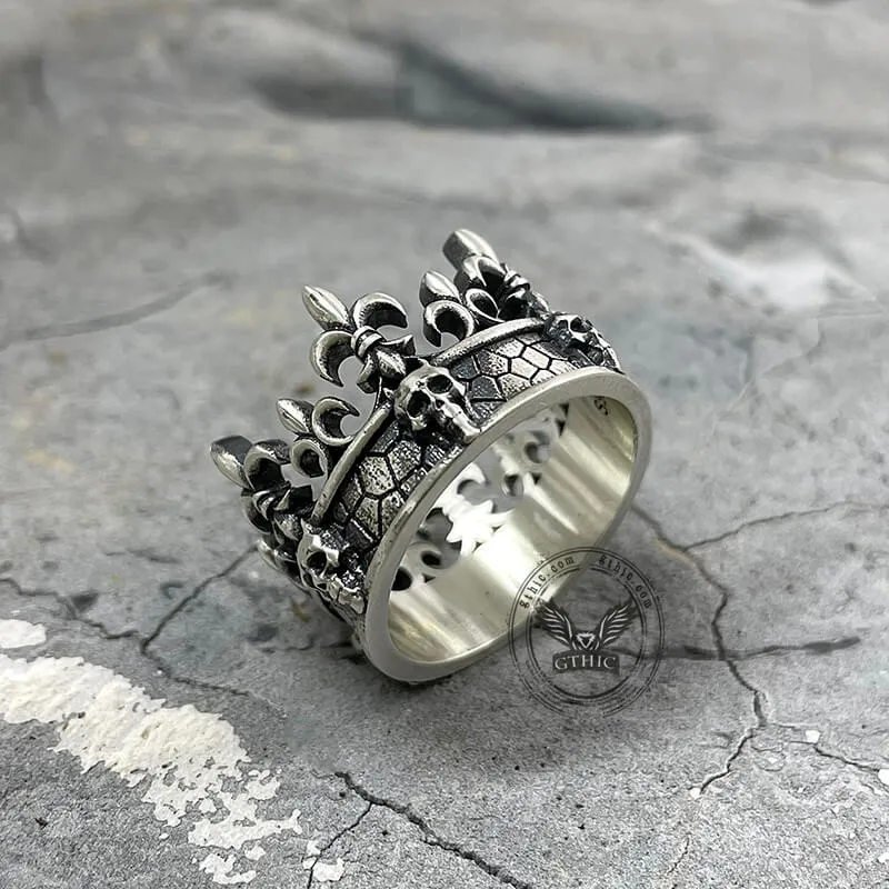 Ornate Crown Sterling Silver Skull Ring sold by GTHIC product image thumbnail 2