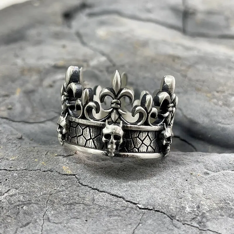 Ornate Crown Sterling Silver Skull Ring sold by GTHIC