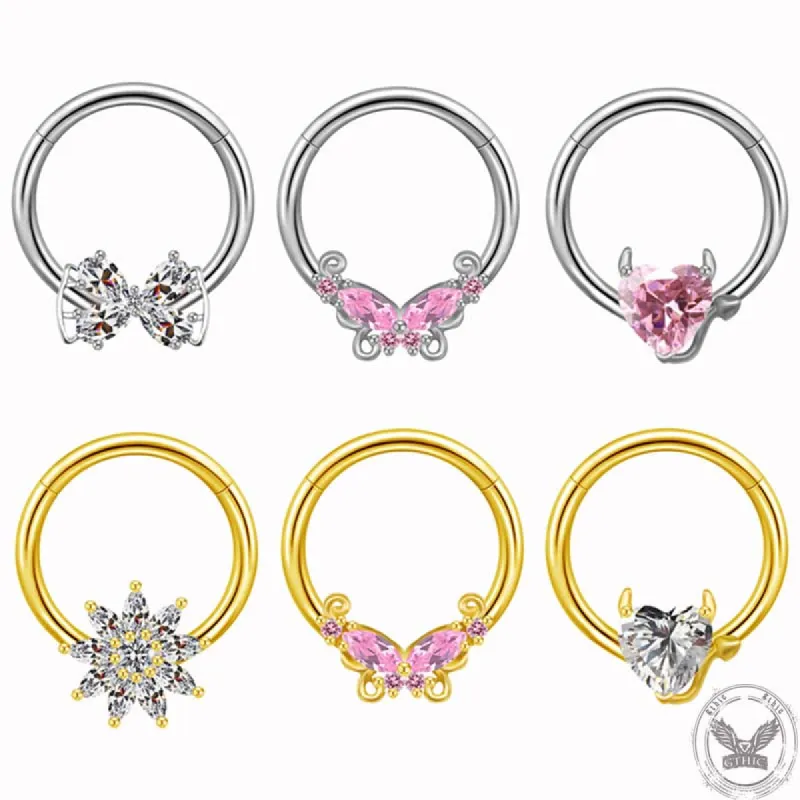 Devil heart Butterfly Zircon Stainless Steel Nipple Ring sold by GTHIC