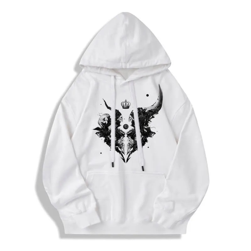 Skull Horns Baphomet Cotton Pullover Hoodie sold by GTHIC