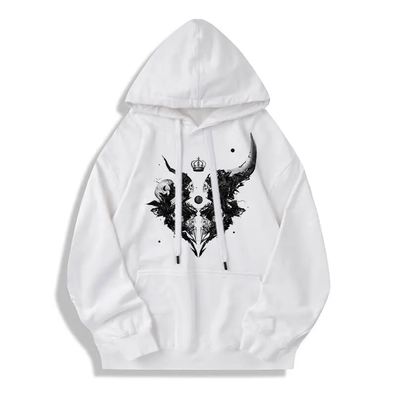 Skull Horns Baphomet Cotton Pullover Hoodie sold by GTHIC