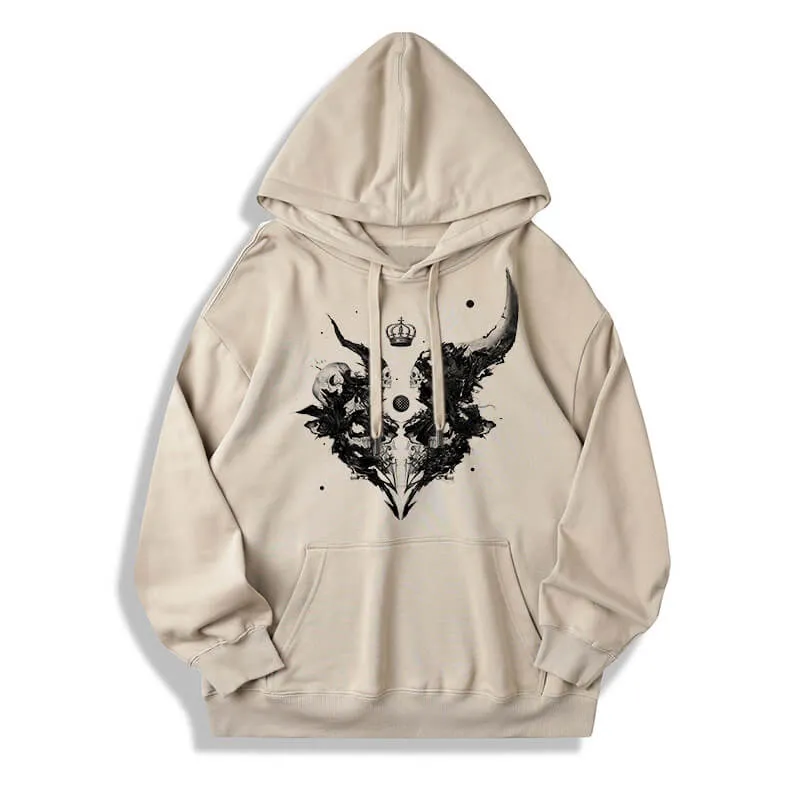 Skull Horns Baphomet Cotton Pullover Hoodie sold by GTHIC product image thumbnail 4