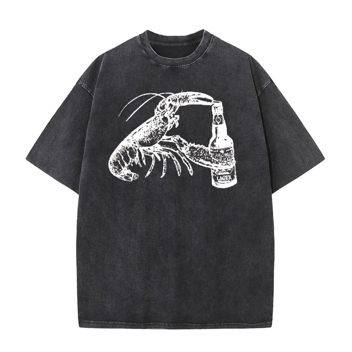 Vintage Washed Beer-drinking Lobster T-shirt sold by GTHIC