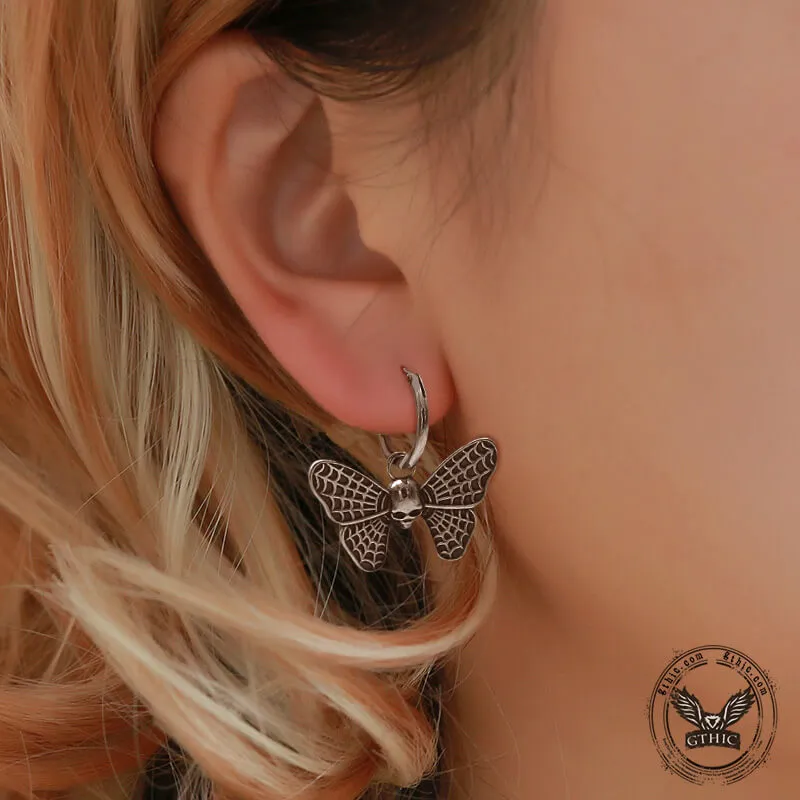 Vintage Butterfly Skull Stainless Steel Hoop Earrings sold by GTHIC product image thumbnail 2