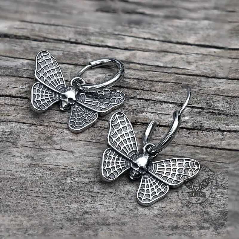Vintage Butterfly Skull Stainless Steel Hoop Earrings sold by GTHIC product image thumbnail 4