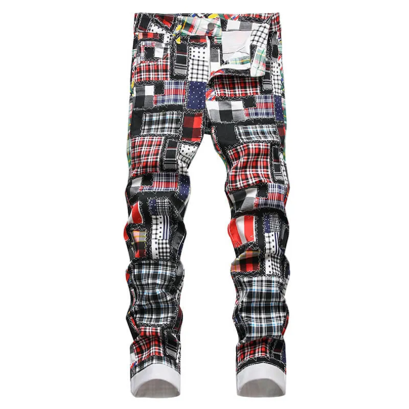 Patchwork Pattern Printed Cotton Casual Pants sold by GTHIC