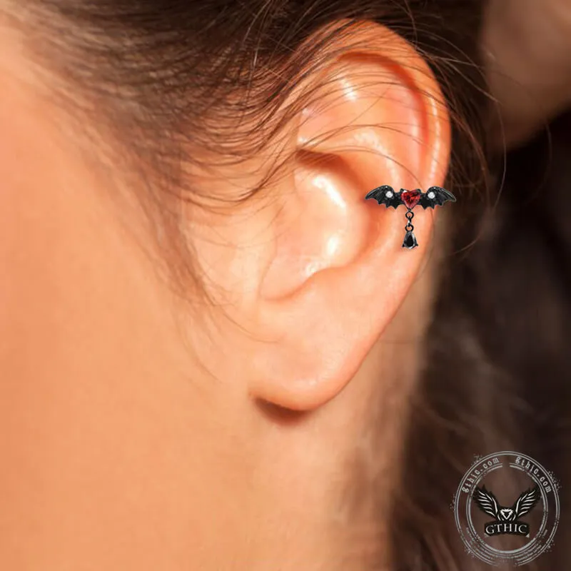 Heart-Shaped Wings Stainless Steel Piercing Earrings sold by GTHIC product image thumbnail 2