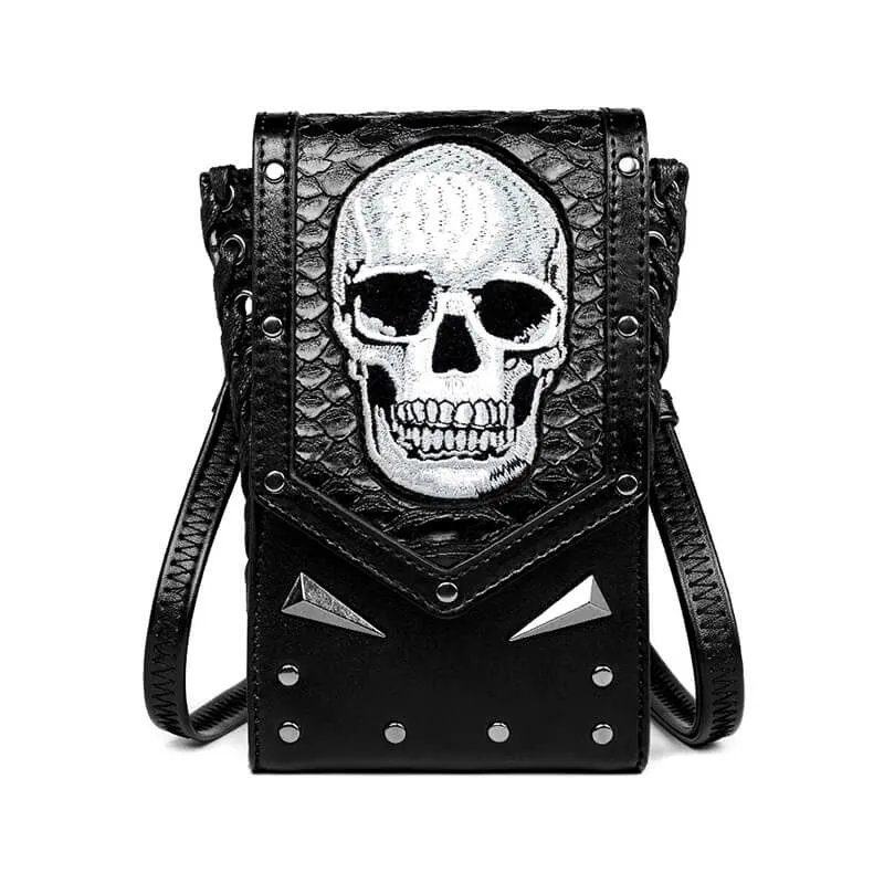Gothic Skull Embroidered Leather Bag sold by GTHIC